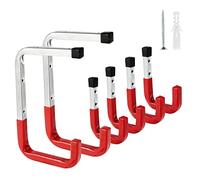 Sinoer Ganci da parete Ganci da soffitto in metallo Garage e officina per scala, ganci in metallo per attrezzi da giardino, scala, bicicletta, sedia, tubo e oggetti ingombranti (confezione da 6)