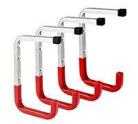 Sinoer Ganci da parete per garage, resistenti, grandi, in metallo, per attrezzi da giardino, scale, biciclette, sedie, tubi e oggetti ingombranti (confezione da 4, rosso)
