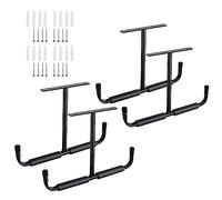 Sinoer Metal Garage Ganci di stoccaggio a soffitto, ganci montati a parete, ganci utilitari resistenti per scala, bici, legno, strumenti e altri oggetti sfusi (4 Pack, nero)