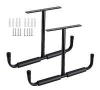 Sinoer Steel Garage Gancio di stoccaggio a soffitto, rack di stoccaggio resistente per appendere legno, biciclette, strumenti, legno, snowboard (2 Pack, nero)