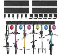 Sinoer supporto a parete per biciclette, porta a parete per 6 biciclette e 6 caschi, gancio resistente per biciclette in acciaio pieno, 4 guide da 16 pollici.