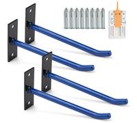 Sinoer Supporto per cerchione da parete - 4 supporti per pneumatici per montaggio a parete, in acciaio di alta qualità, 25 cm, ganci in gomma extra lunghi con 8 viti e perni - blu