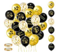 Sinofort 35 Pezzi Palloncini Pensione, Pensione Palloncino Donna Uomo, Nero Oro Decorazione, per Festa Pensionamento Decorazioni Forniture