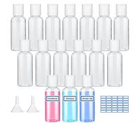 Sinofort Flaconi da Viaggio 50 ml 16 Pezzi Boccette da Viaggio 50 ml Contenitori Viaggio Contenitori Liquidi Aereo Set Viaggio Liquidi con Imbuto e Adesivo per Shampoo Lozioni Liquide Creme