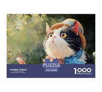 Sinoshow_24085_a_black_and_white_cat_with_yellow_eyes_wearing_b_90000bb5-b4a0-47f6-8160-9bc03b4a2a9c_1 1000 Pezzi Puzzle Difficile, Impegnativo, Quasi Impossibile Puzzle, Juguetes Educativos Únicos Y