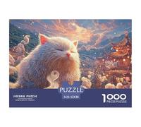 Sinoshow_24085_a_fluffy_white_cat_sits_on_the_table_with_closed_8a7642bd-8c98-4d15-9671-5a14b0efa276_3 1000 Pezzi Puzzle Stimolante Ed Educativo Gioco Del Puzzle, Juego Familiar Anti-Estrés, Un Gioco