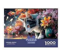Sinoshow_24085_a_gray_and_white_cat_chases_after_an_grasshopper_4b026f89-c537-48f6-abae-d44233d42791_2 (1) 1000 Pezzi Puzzle Difficile, Impegnativo, Quasi Impossibile Puzzle, Juego Familiar Anti-Estr