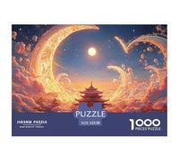 Sinoshow_24085_a_large_orange_moon_in_the_sky_surrounded_by_cre_61b48082-d670-44a9-9b68-433e80e943d4_2 1000 Pezzi Puzzle Stimolante Ed Educativo Puzzle, Juego Familiar Anti-Estrés, Un Gioco Che Unisc