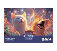 Sinoshow_24085_a_white_cat_and_dog_smiling_faces_colorful_backg_823a01e1-6c2a-4ad3-bbdb-706d6b52b7f0_2 1000 Pezzi Puzzle Stimolante Ed Educativo Gioco Del Puzzle, Imágenes Vibra
