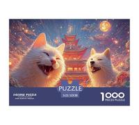 Sinoshow_24085_a_white_cat_and_dog_smiling_faces_colorful_backg_823a01e1-6c2a-4ad3-bbdb-706d6b52b7f0_1 1000 Pezzi Puzzle Stimolante Ed Educativo Gioco Del Puzzle, Imágenes Vibra