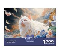 Sinoshow_24085_a_white_cat_surrounded_by_blue_feathers_with_gol_fa82b656-4c67-4909-b9fd-4311fe498ecd_3 1000 Pezzi Puzzle Difficile, Impegnativo, Quasi Impossibile Gioco Del Puzzle, Juego Familiar Ant