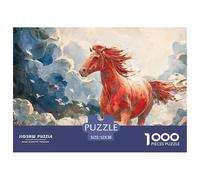 Sinoshow_24085_red_horse_on_clouds_retro_poster_organic_shapes__b2556d9e-a3c5-4513-b8ad-c474b236ff4a_3 1000 Pezzi Puzzle Divertente Ed Emozionante Gioco Del Puzzle, Juego Familiar Anti-Estrés, Regalo