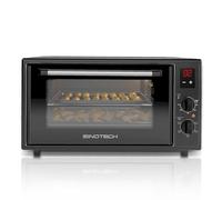Sinotech Forno Elettrico Ventilato 45L,Timer digitale, Pareti smaltate, 1600W, Timer da1 min a 4h, Termostato 250°C, Funzione Yogurt, 5 Livelli di Cottura, Doppio Vetro, Nero