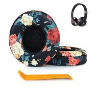 SINOWO Cuscinetti di ricambio per cuffie Beats Solo 2 e Solo 3 Wireless On-Ear e Solo2 Solo3, cuscinetti auricolari con isolamento acustico in memory foam, morbida pelle proteica (fiore nero)