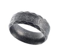 Sinoyp Anello con rune di Futhark, design runico in acciaio inox, stile nordico vichingo, 100%, Nessuna pietra preziosa