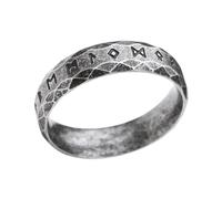 Sinoyp Anello con rune di Futhark, design runico in acciaio inox, stile nordico vichingo, Acciaio inossidabile, Nessuna pietra preziosa