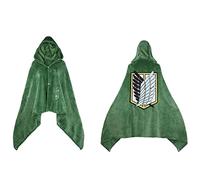 SINSEN - Mantello per cosplay AOT anime, cappuccio Levi, coperta indossabile, flanella verde, mantello The Survey Corps, costume per festa, Halloween, carnevale, Mimetico, M