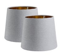 Sinta 2 Pack 9" Paralume E27/E14/ Moderno Conico Schermo Lampada di Ricambio in Tessuto Ombra di Luce Stile Semplice Per Lampada da Tavolo,Grigio con Fodera Argento Lampada da Parete