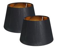 Sinta 2 Pack 9" Paralume E27/E14/ Moderno Conico Schermo Lampada di Ricambio in Tessuto Ombra di Luce Stile Semplice Per Lampada da Tavolo,Nero con Fodera Argento Lampada da Parete