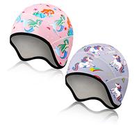 Sintege 2 Sottocasco per Bambini con Stampa di Unicorno e Sirena Fodera per Casco da Ragazza Cappelli Invernali Traspiranti Berretti Termici Caldi con Copri Orecchie per Bici Sci Sport Ciclismo