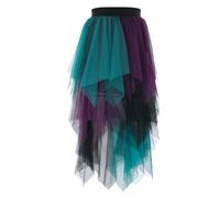 Sintege Gonna in Tulle da Donna Costume da Strega Halloween tutù da Balletto Gonna Lunga a Pieghe Carnevale (Viola, Verde)