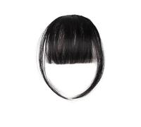 Sintetico breve frangia diritta nera estensione dei capelli frangia capelli donna bang extension per capelli per tutti i giorni (nero chiaro)