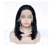 Sintetico Parrucca Parrucche Intrecciate A Trecce Con Parte Laterale Frontale In Pizzo Intrecciate A Mano Da 16 Pollici, Parrucca Nera Naturale Con Treccia A Scatola Di Cornrow Parrucche Wig