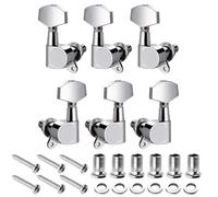 Sintonizzatori A Testa Di Chitarra 6 pezzi accordatore per corde di chitarra con strumenti manopole e ingranaggi per chitarra acustica o elettrica(Silver 3L3R)