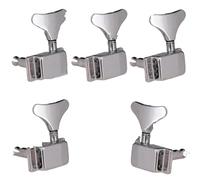 Sintonizzatori A Testa Di Chitarra Set di 5 chiavi di accordatura per basso elettrico semi-chiuse con meccaniche e bottoni a coda di pesce cromati(4L1R)