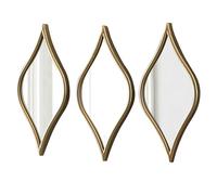 Sintosin Set di 3 Specchio da Parete Moderno in Metallo Oro, Specchi Decorativi da Parete 17 x 38 cm, Specchio Piccolo per Soggiorno, Camera da Letto, Corridoio