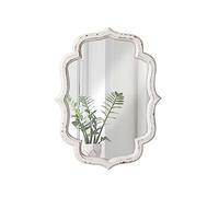 Sintosin Specchio da Parete Vintage 30 x 40 cm, Specchio Ovale con Cornice in Legno Bianco Anticato, Specchi Decorativi da Parete per Soggiorno, Camera da Letto, Bagno, Corridoio