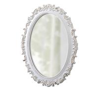Sintosin Specchio vintage ovale con cornice in legno 54 x 41 cm, stile barocco, specchio decorativo da parete bianco, rustico per decorazione da parete, orizzontale o verticale