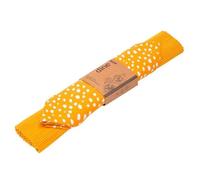 Sintra - Set tovagliolo e tovaglietta in cotone riciclato a pois, colore: ocra