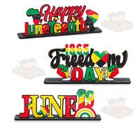 Sintuff 3 pezzi Happy Juneteenth Decorazioni Freedom Day Centrotavola in legno segni afroamericano 1865 giugno 19 cartello da tavolo per il giorno dell'indipendenza festa festa celebrazione forniture