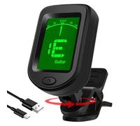Sintunatore strumenti a corda, clip su tuner per chitarra - Clip sul sintonizzatore per chitarra elettrica,Display LCD digitale, strumento di accordatura strumenti a rotazione a 360 gradi per basso, u