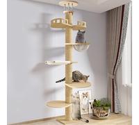 Sinuyie Albero Gatto da Pavimento al soffitto, Altezza Regolabile (116-124 Pollici), Torre di a 6 Livelli con Post graffiante, osservazione, Piattaforma Salto e Capsula dello Spazio, Centro attività
