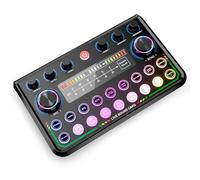 SINWE Mixer audio, streaming RGB PC Mixer con interfaccia microfono da 3,5 mm, controllo personalizzato, Voice Changer, 4 soundpad personalizzabili per podcast/registrazione/vocal/game