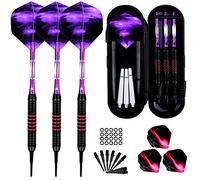 Sinwind Freccette Professionali Punta Plastica 18g, Set di Freccette Elettronico per Bersaglio Elettronico con 6 Voli e 50 Punte Morbide di Freccette + 20 O-Anelli (Viola)