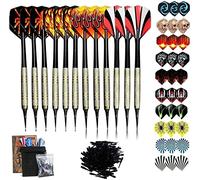 Freccette Professionali Punta Plastica, Set di 12 Freccette Morbide per Bersaglio Elettronico con 42 Freccette Voli e 100 Punte Morbide di Freccette