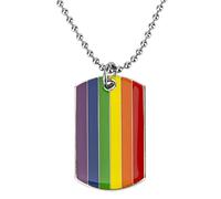 Sinwinkori Progress - Collana con ciondolo con targhetta d'identità arcobaleno asessuale transgender MIL bisessuale pansessuale Philadelphia nonbinario Sole Set Lesbica Demiboy Dog Tag Collana, 22mm x