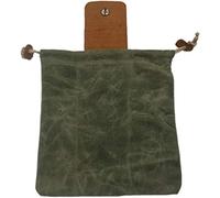 Sinye Borsa Bushcraft in pelle e tela, con custodia in pelle e fibbia Borsa pieghevole per attrezzi pesanti con coulisse per campeggio all'aperto (Verde scuro)