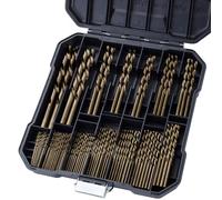 Sinyeenglon Set di punte per trapano in cobalto per metallo temprato e acciaio inossidabile, 99 pezzi, M35 ad alta velocità, punte elicoidali da 1/16"-3/8", con custodia in plastica