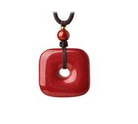 Sinymilk Cinnabar Square PinAn Fibbia Mascotte Donna Uomo Nascita Anno Collana Attirare Buona Fortuna Ricchezza Gioielli Regalo