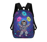 sinyumoney 1 Zaini Per Bambini Astronaut Cat Juggling Donuts in Space Borsa Scolastica Stampata in 3D Borsa Alla Moda Borse Scolastiche Da Viaggio Per La Scuola O I Viaggi 17inch