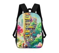sinyumoney 1 Zaini Per Bambini Colorful Futuristic Cityscape Borsa Scolastica Stampata in 3D Borsa Alla Moda Borse Scolastiche Da Viaggio Per La Scuola O I Viaggi 17inch