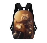 sinyumoney 1 Zaini Per Bambini Cool Cat Riding Motorcycle Borsa Scolastica Stampata in 3D Borsa Alla Moda Borse Scolastiche Da Viaggio Per La Scuola O I Viaggi 17inch