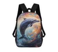 sinyumoney 1 Zaini Per Bambini Cosmic Dolphin Journey-2 Borsa Scolastica Stampata in 3D Borsa Alla Moda Borse Scolastiche Da Viaggio Per La Scuola O I Viaggi 17inch