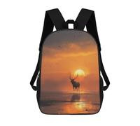 sinyumoney 1 Zaini Per Bambini Deer Silhouette at Sunset Borsa Scolastica Stampata in 3D Borsa Alla Moda Borse Scolastiche Da Viaggio Per La Scuola O I Viaggi 17inch