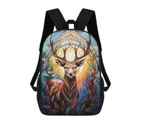 sinyumoney 1 Zaini Per Bambini Deer Stained Glass Borsa Scolastica Stampata in 3D Borsa Alla Moda Borse Scolastiche Da Viaggio Per La Scuola O I Viaggi 17inch