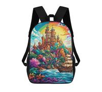 sinyumoney 1 Zaini Per Bambini Fantasy Castle by The Sea Borsa Scolastica Stampata in 3D Borsa Alla Moda Borse Scolastiche Da Viaggio Per La Scuola O I Viaggi 17inch